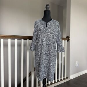 Coolibar UPF 50+ Tunic Dress Womens M Beach Tropical Resortwear Black White